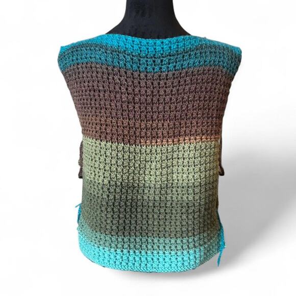 Handmade crochet striped sleeveless tie-side top - Picture 7 of 7